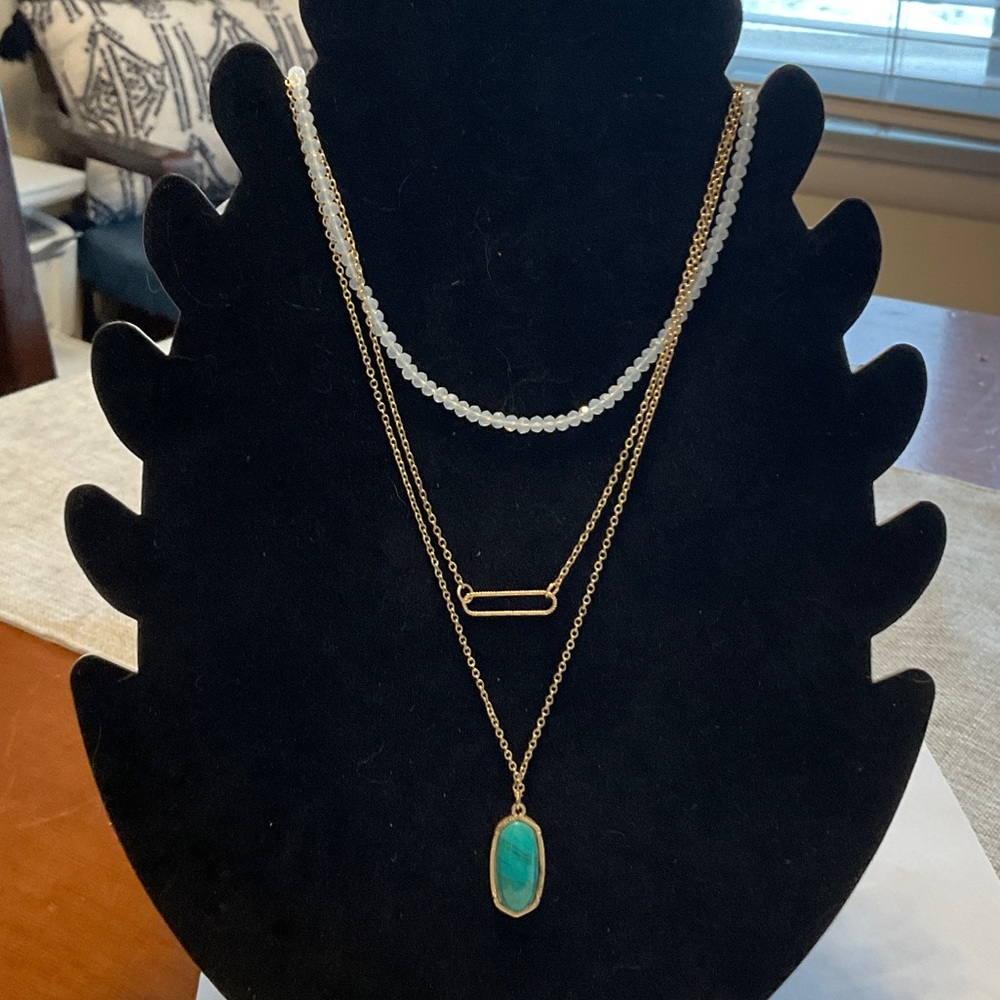 Elegant Gold  Tone and Turquoise Necklace Set